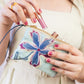 Enchanting Azure Embroidered Mini Pouch