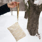Josephine Embroidered Gold and White Wristlet Purse