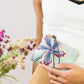 Enchanting Azure Embroidered Mini Pouch