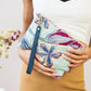 Enchanting Azure Embroidered Wristlet