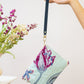 Enchanting Azure Embroidered Wristlet