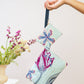 Enchanting Azure Embroidered Wristlet