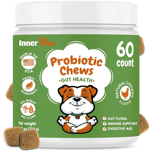 Probiotics for Dogs – Allergy, Gut Health & Digestive Support Chews for Itchy Skin, Yeast & Diarrhea