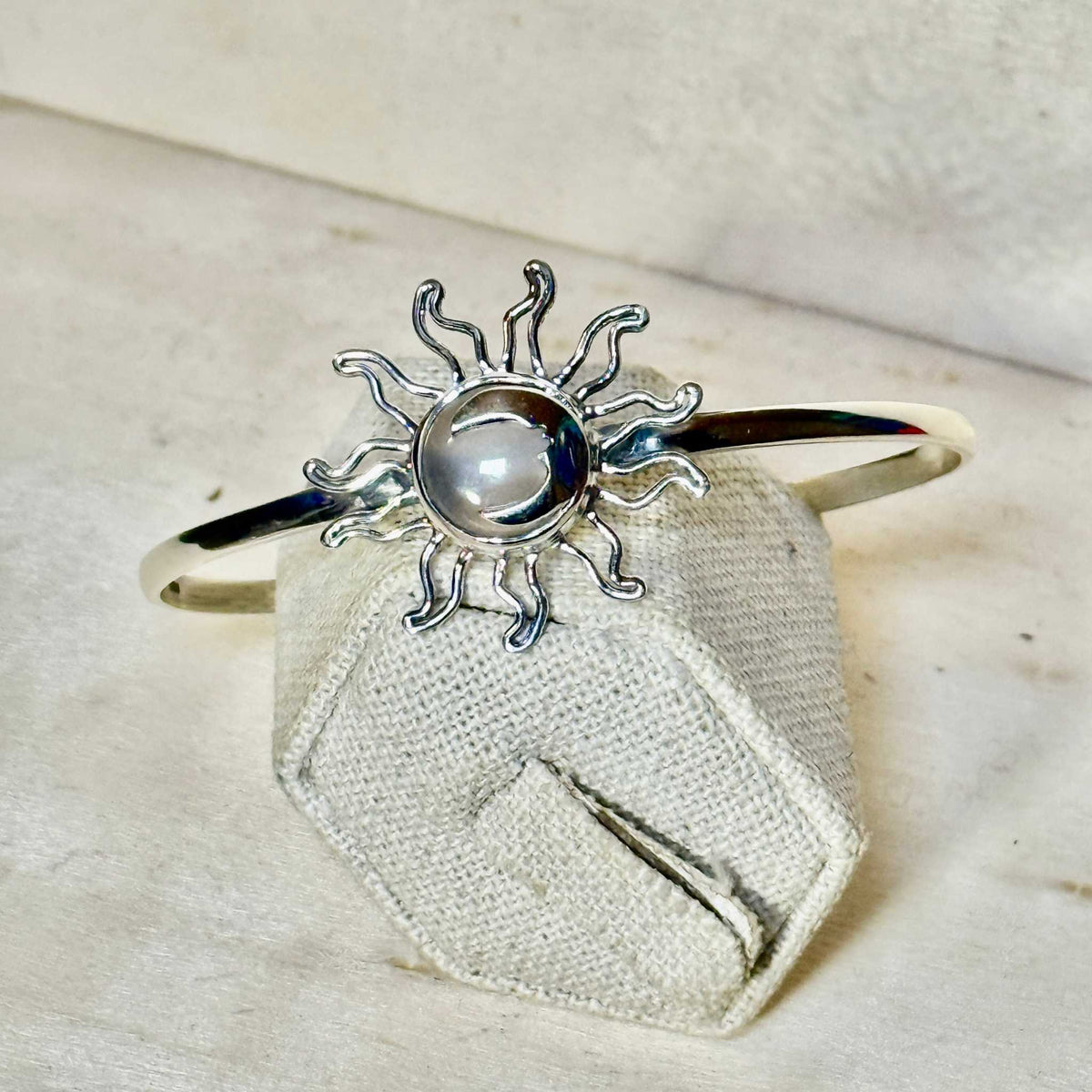 Sterling Silver Sun Moon Cuff Bracelet