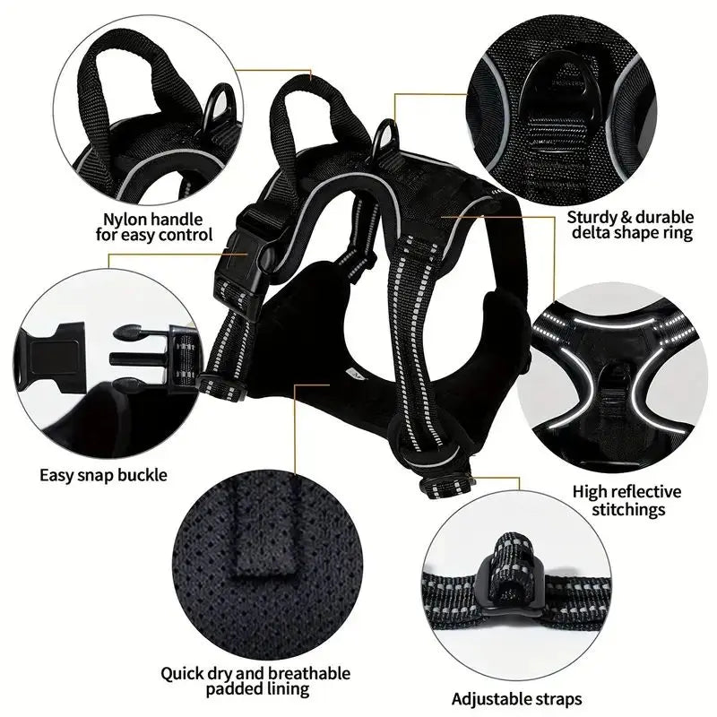 Service Dog Harness Front Clip Heavy Duty Reflective Easy Control Handle for Large Dog Walking?Easy to Control for Small Medium