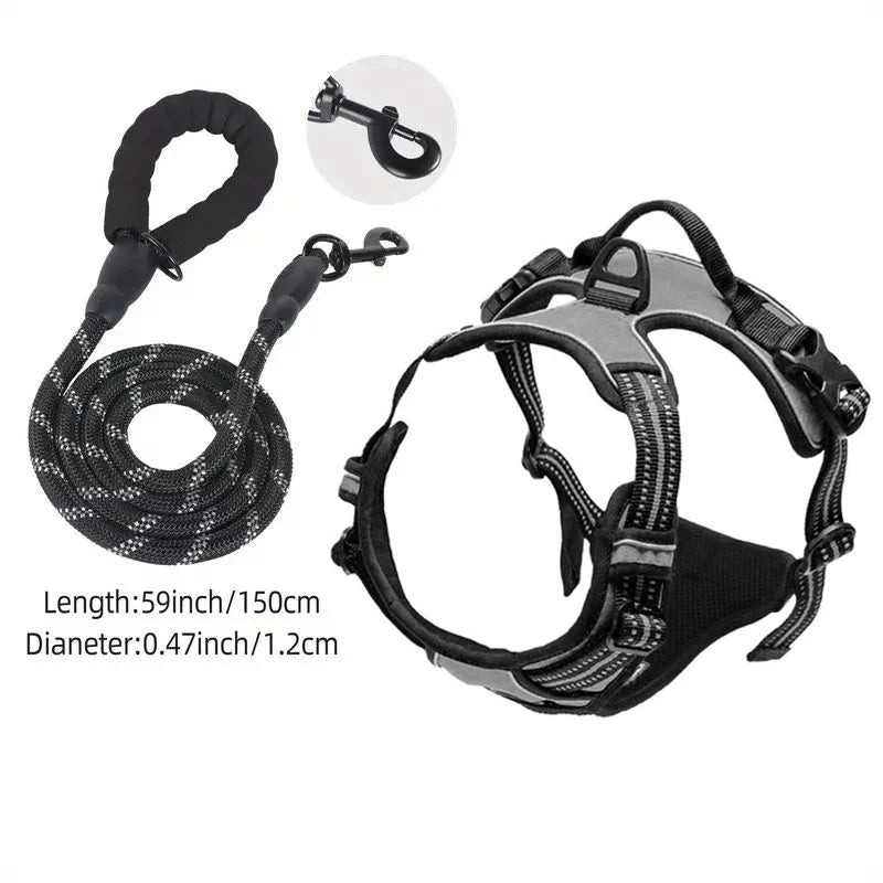 Service Dog Harness Front Clip Heavy Duty Reflective Easy Control Handle for Large Dog Walking?Easy to Control for Small Medium