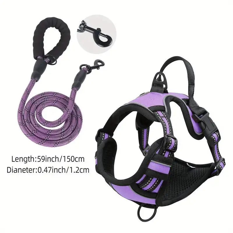 Service Dog Harness Front Clip Heavy Duty Reflective Easy Control Handle for Large Dog Walking?Easy to Control for Small Medium