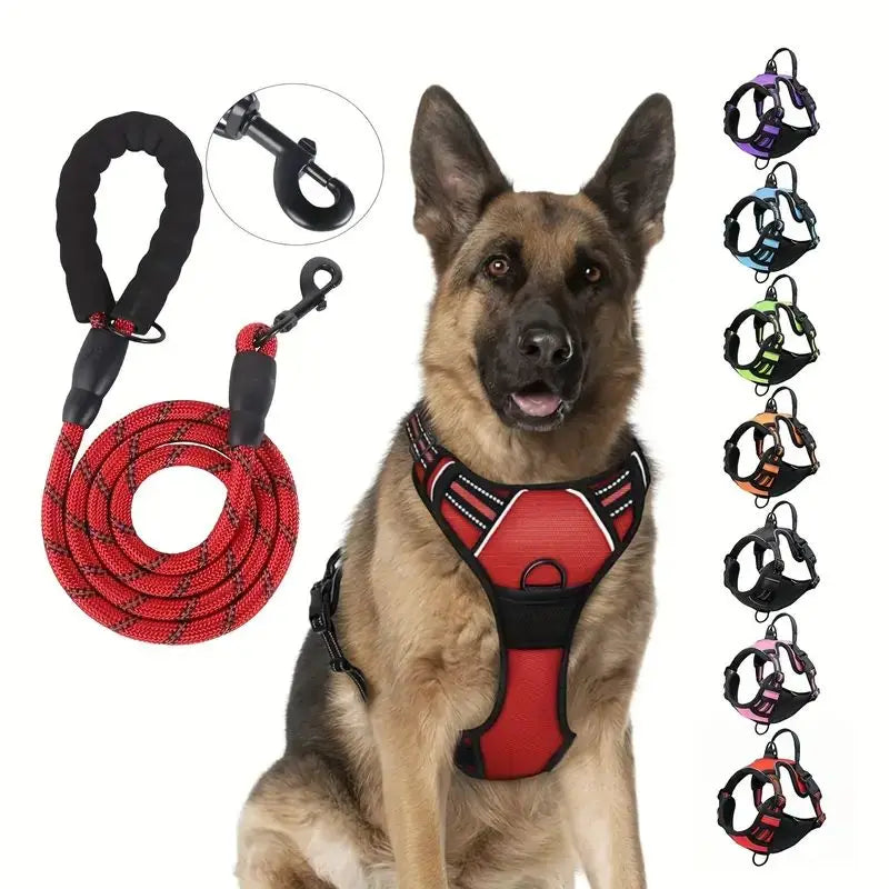 Service Dog Harness Front Clip Heavy Duty Reflective Easy Control Handle for Large Dog Walking?Easy to Control for Small Medium