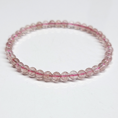 Pulsera de cuentas redondas de cuarzo fresa - Magnetismo de alma gemela