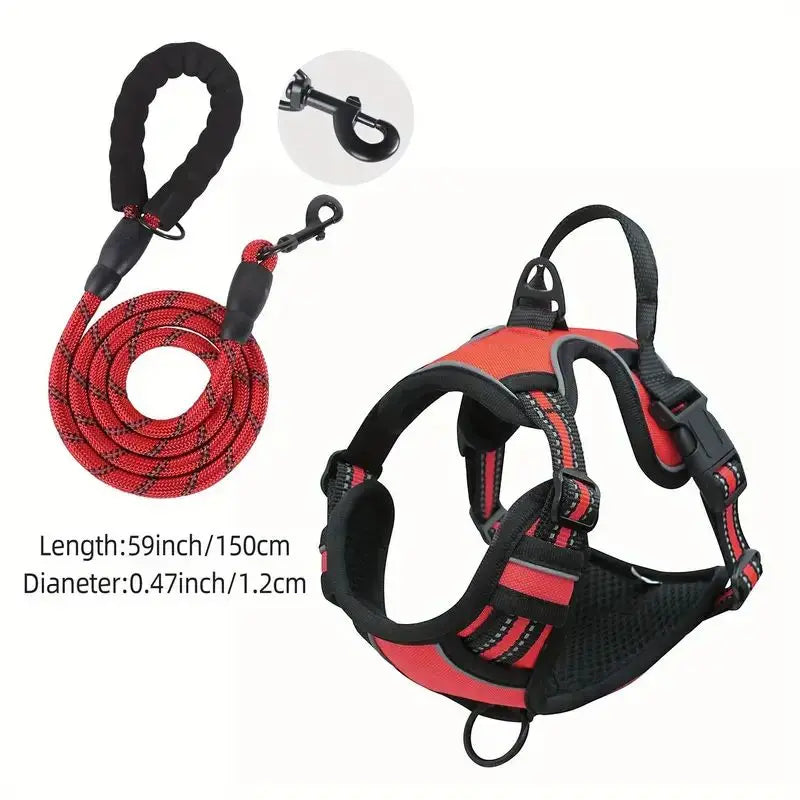 Service Dog Harness Front Clip Heavy Duty Reflective Easy Control Handle for Large Dog Walking?Easy to Control for Small Medium