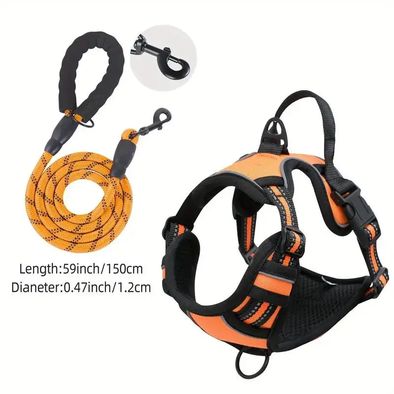 Service Dog Harness Front Clip Heavy Duty Reflective Easy Control Handle for Large Dog Walking?Easy to Control for Small Medium