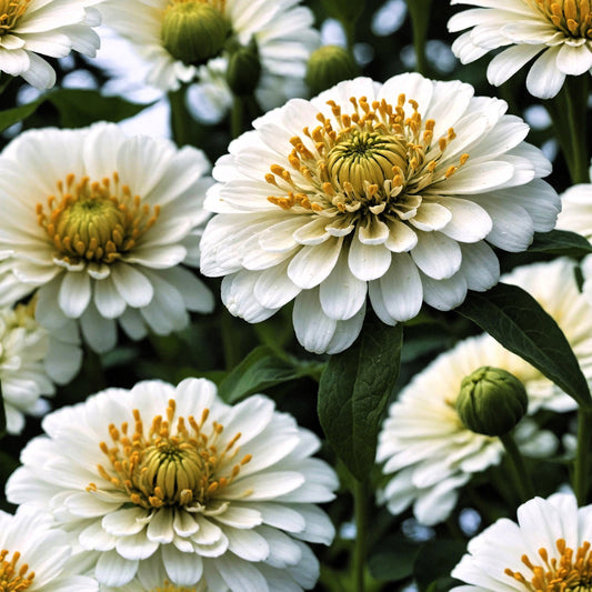 250 White POLAR BEAR ZINNIA Elegans Flower Seeds
