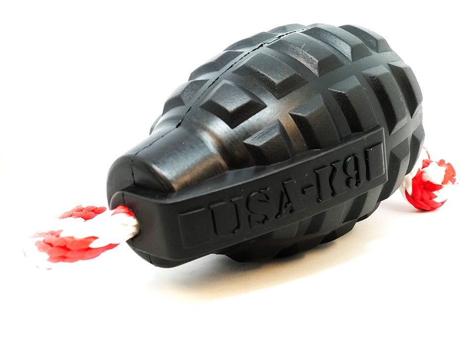 USA-K9 Magnum Grenade - Black Magnum Rubber Chew Toy for Extreme Chewers | USA Made