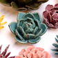 Ceramic Small Teal Succulent - Echeveria