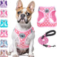 Step-In Dog Harness & Leash Set in Various Patterns – Reflective No Pull (XS- XL)