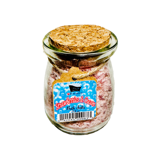 Strawberries & Cream Natural Bath Salts with Kaolin Clay Avocado Oil & Sea Salt Bath Soak | 3.5 oz