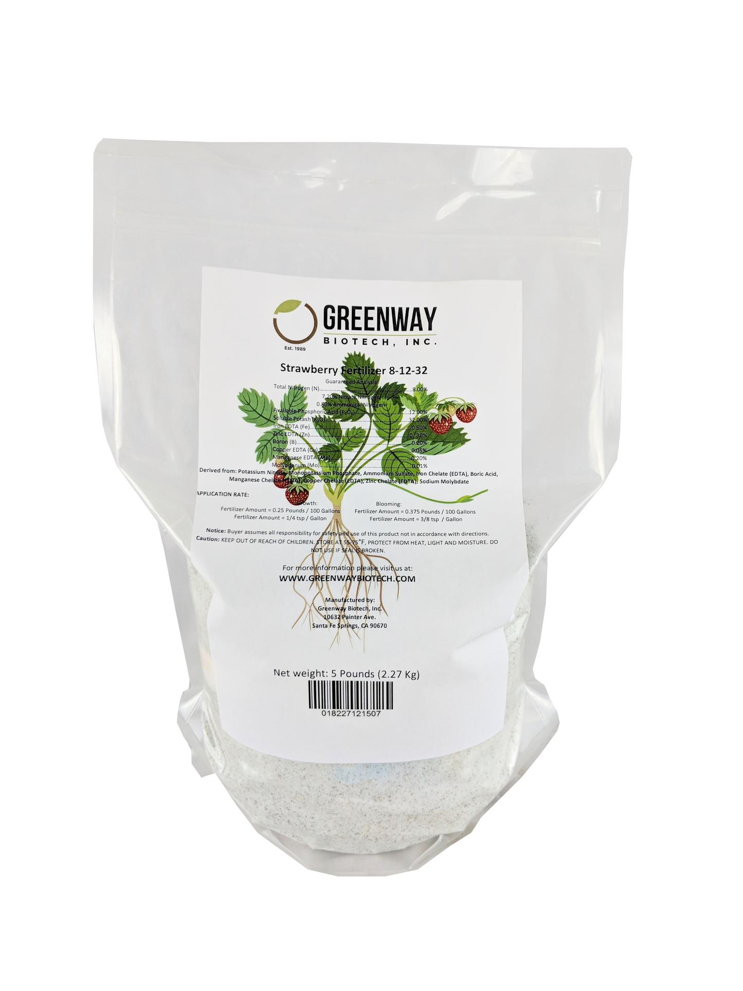 Strawberry Fertilizer 8-12-32 | Chelated Micronutrients | Hydroponics, Soil & Foliar Application