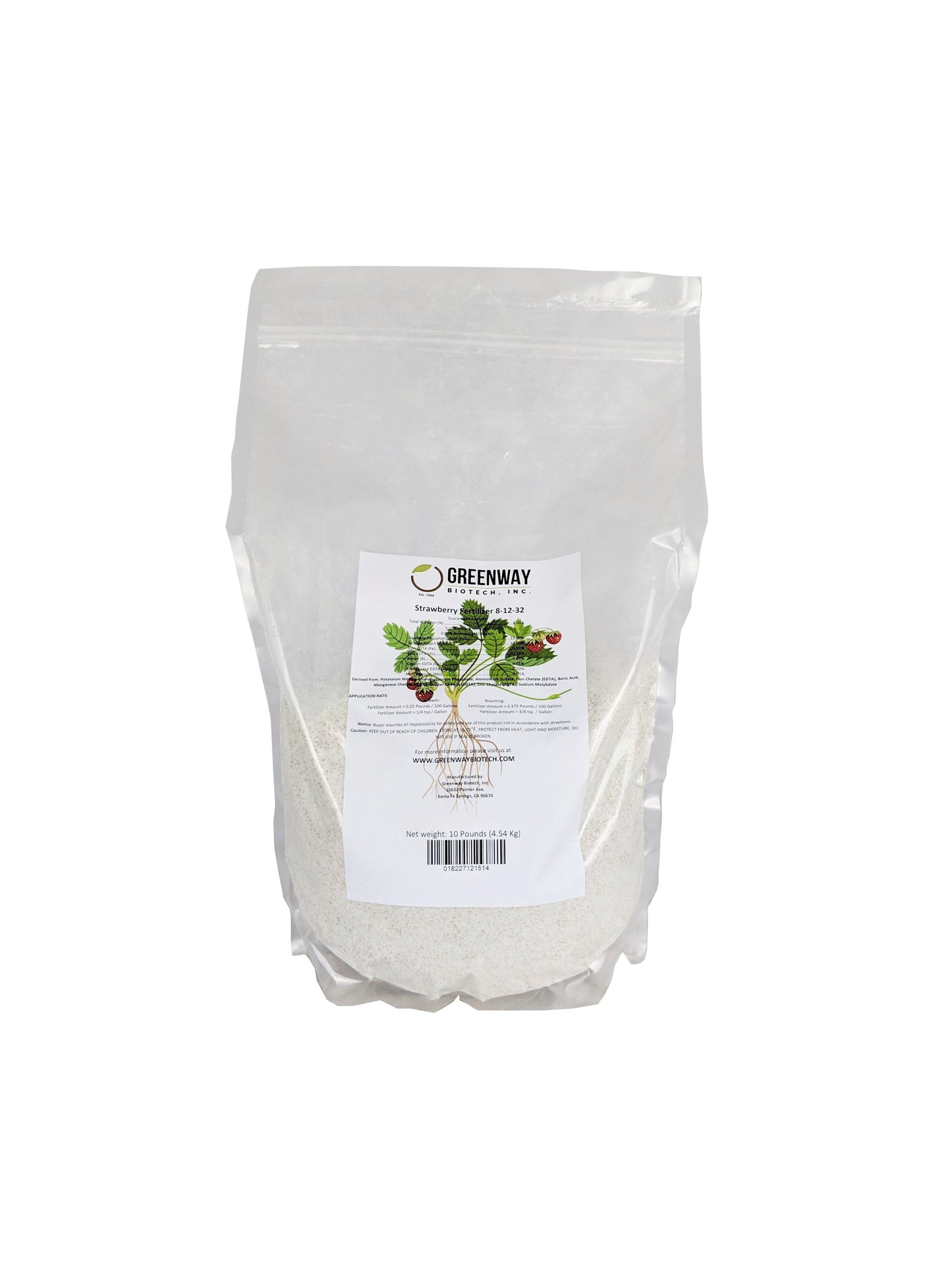 Strawberry Fertilizer 8-12-32 | Chelated Micronutrients | Hydroponics, Soil & Foliar Application
