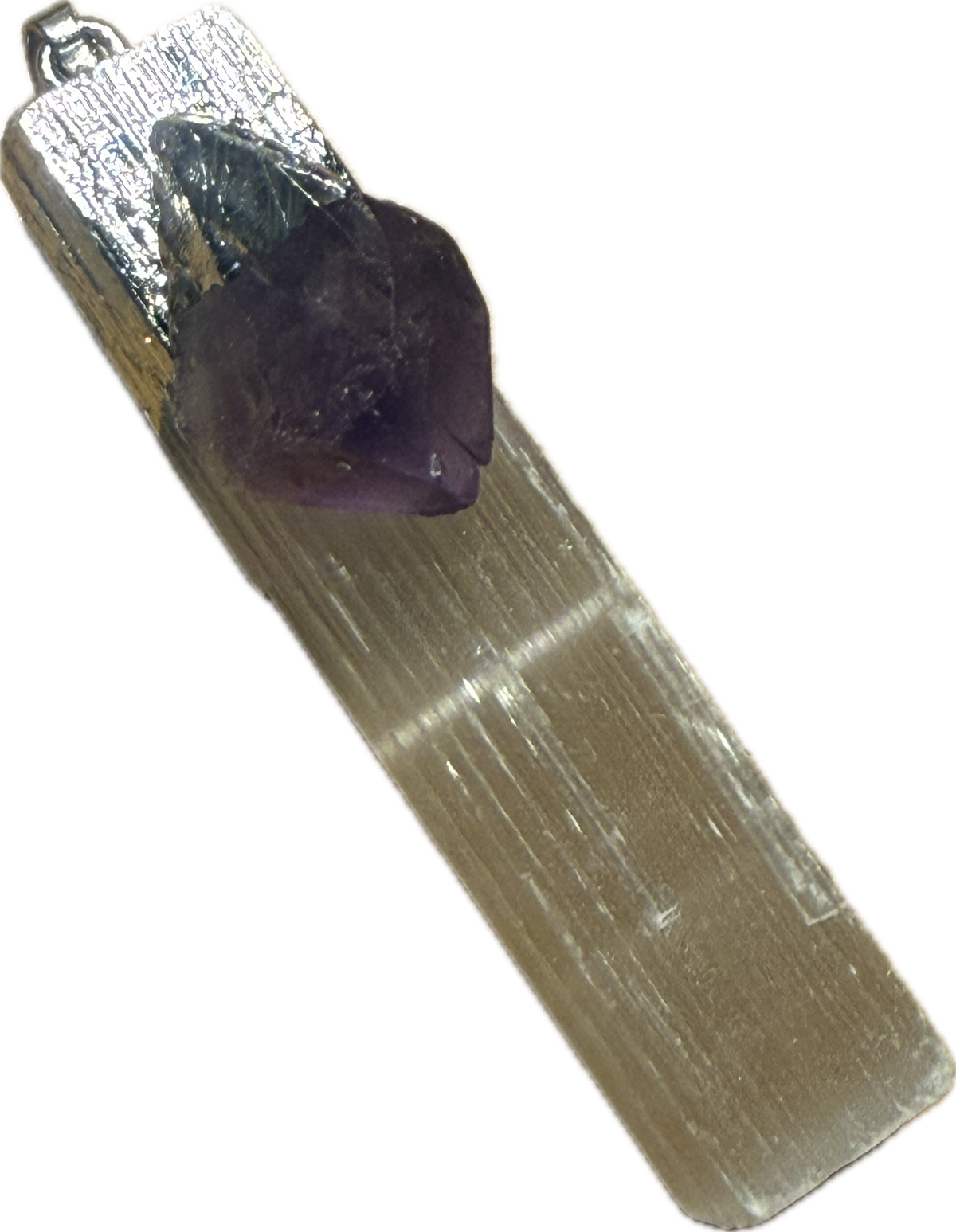 Colgante de selenita con activador de amatista