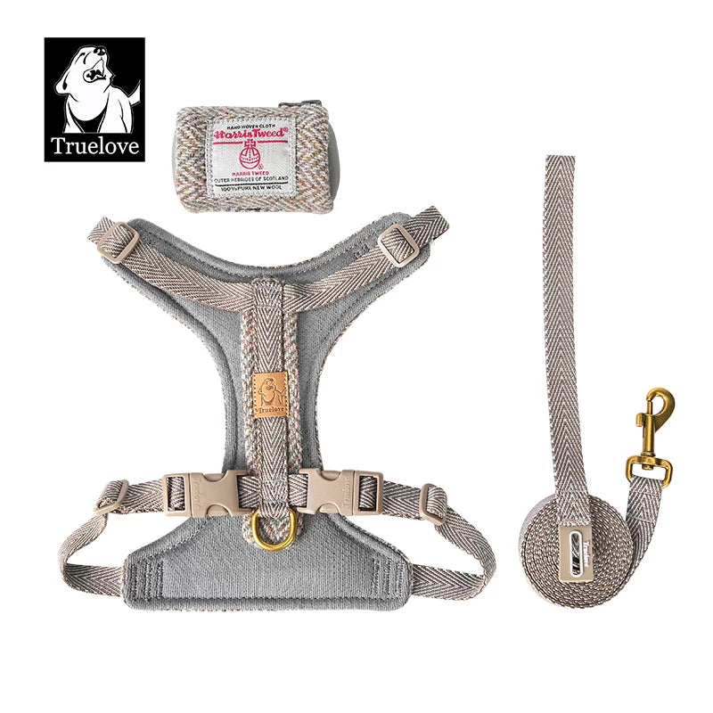 TrueLove Harris Tweed Dog Harness, Leash & Poop Bag Dispenser Set TLH2912