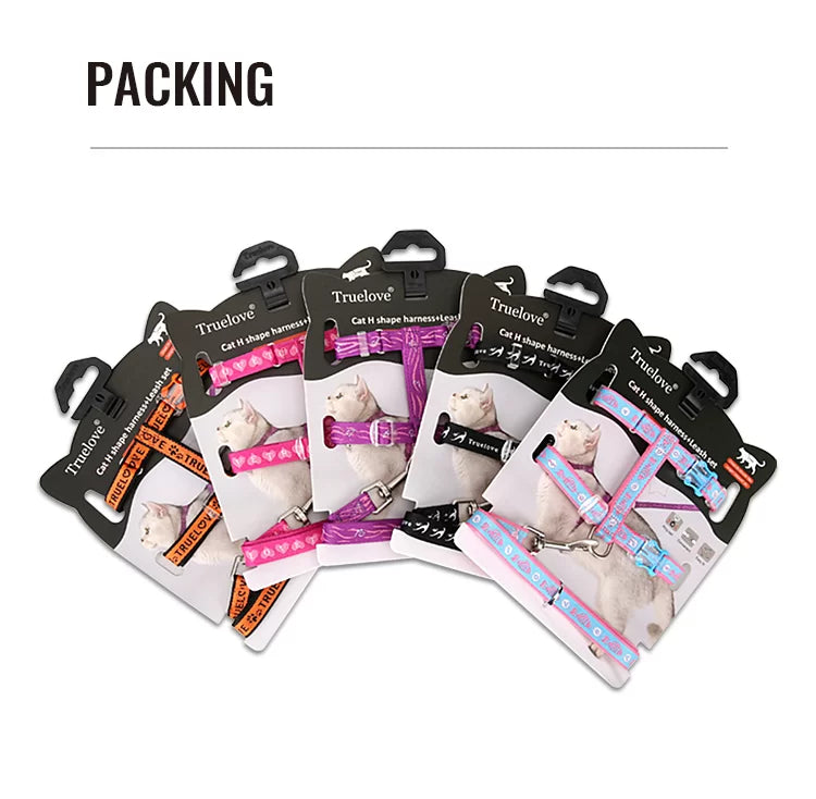 Conjunto de arnés y correa para gatos TrueLove - Se ajusta de forma segura/cómoda a la mayoría de los gatos de todos los tamaños TLH3912