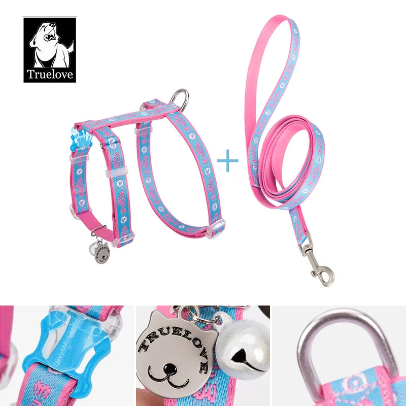 Conjunto de arnés y correa para gatos TrueLove - Se ajusta de forma segura/cómoda a la mayoría de los gatos de todos los tamaños TLH3912
