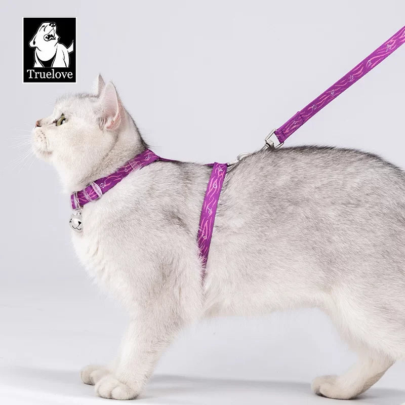 Conjunto de arnés y correa para gatos TrueLove - Se ajusta de forma segura/cómoda a la mayoría de los gatos de todos los tamaños TLH3912