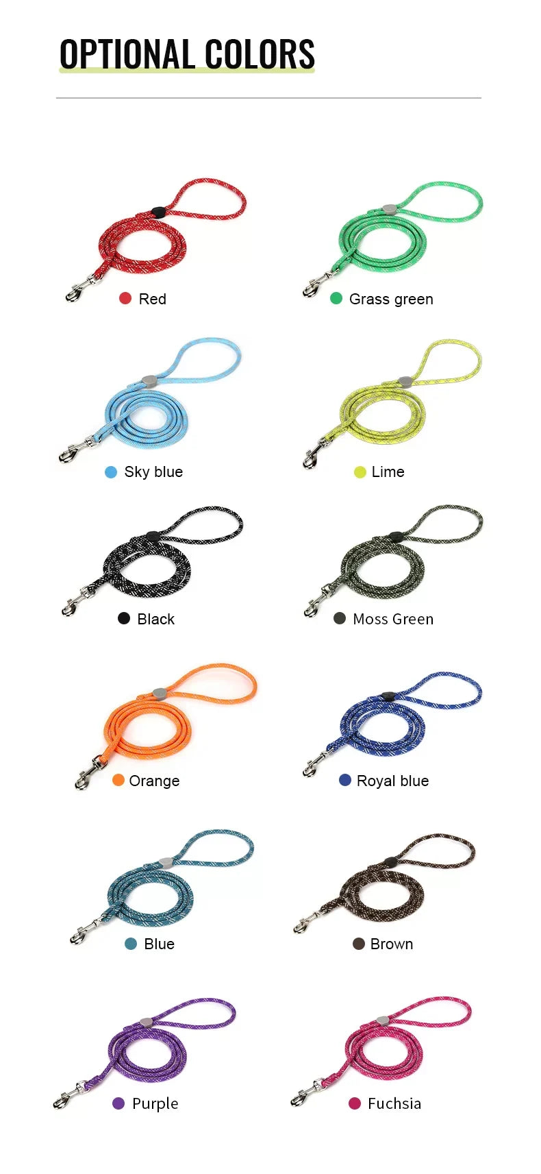 Correa para perros resistente y práctica TrueLove. Número de modelo: TLL2576. Disponible en 12 colores diferentes.