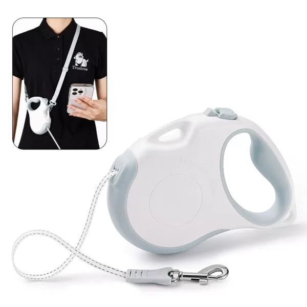 Correa retráctil TrueLove TLL5001 para perros - Adecuada para perros medianos y pequeños - Blanco/Verde brote