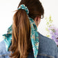 Teal Satin Scarf Scrunchie