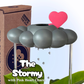 Stormy Dripping Rain Cloud with Pink Heart Charm