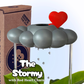 Stormy Dripping Rain Cloud with Red Heart Charm
