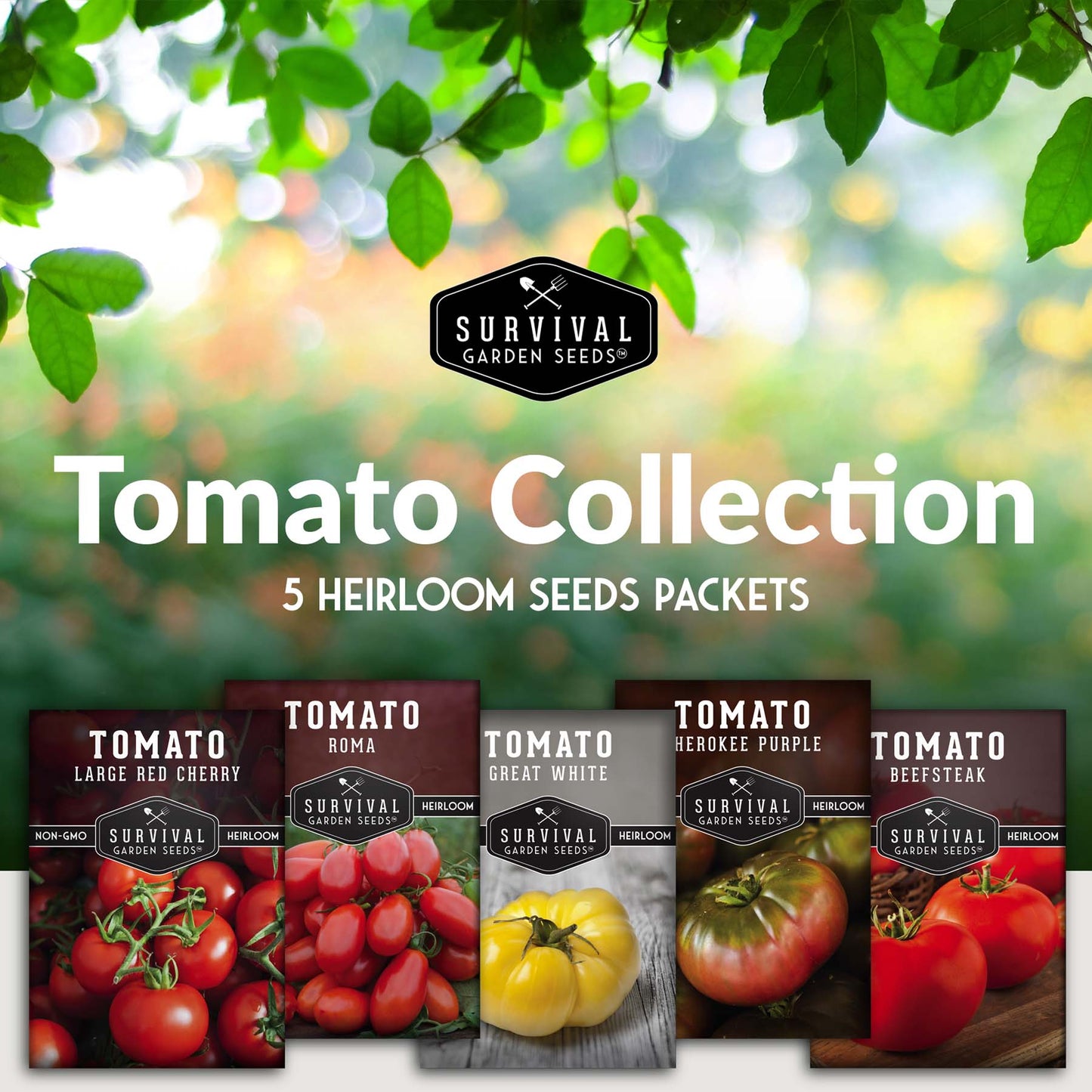 5 Tomato Seed Collection – Assorted Heirloom & Garden Favorites for Fresh Eating, Sauces & Preserving