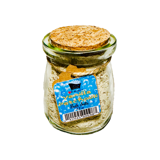 Vanilla Patchouli Natural Bath Salts with Kaolin Clay Avocado Oil & Sea Salt Bath Soak | 3.5 oz