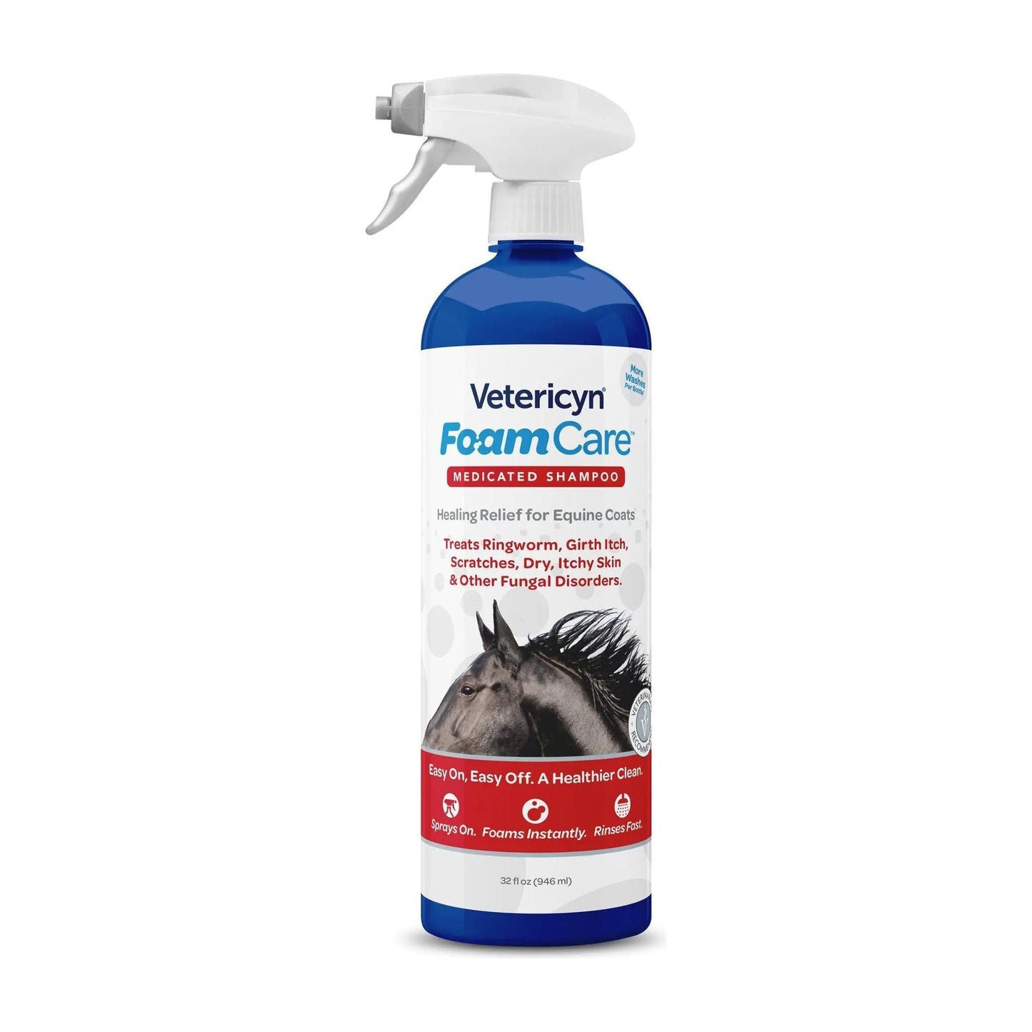 Vetericyn FoamCare Equine Medicated Shampoo Horse Coat 32 oz.