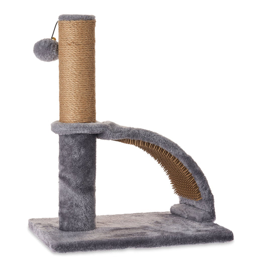 Upgrade your kitty's playtime with our 17" Deluxe Jute Cat Scratching Post & Arch Grooming Massager in stylish gray! ??? Perfect for happy paws and a healthy coat!