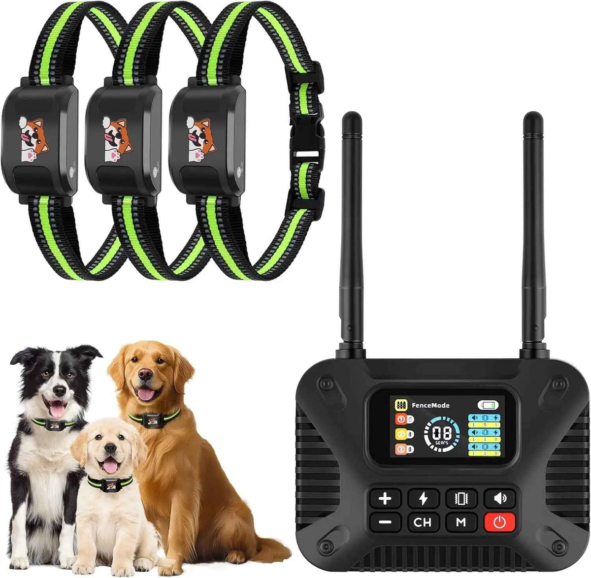 Wireless Dog Fence System for 3 Dogs 2.4GHz Waterproof Rechargeable