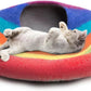 Wool Felt Cat Cave Bed Handmade Merino Wool Covered Cat House – Rainbow