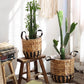Two-Tone Basket Planter with Leather Handles