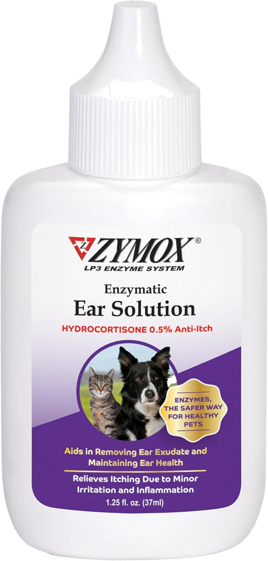 Dog & Cat Ear Solution 0.5% Hydrocortisone Enzymatic Relief 1.25oz