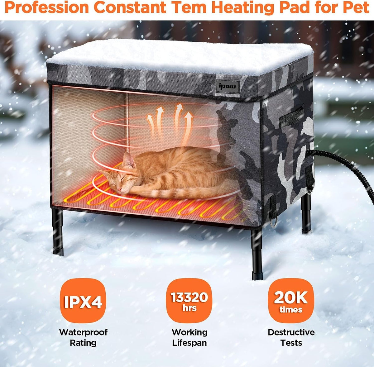 Heated Outdoor Cat House with 6-Layer Insulation – Medium & XL