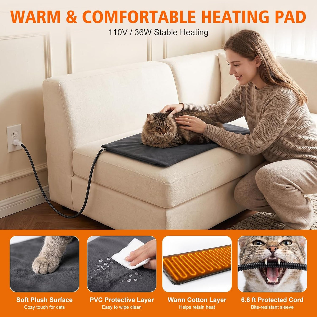 Heated Outdoor Cat House with Slanted Waterproof Roof & Dual Doors