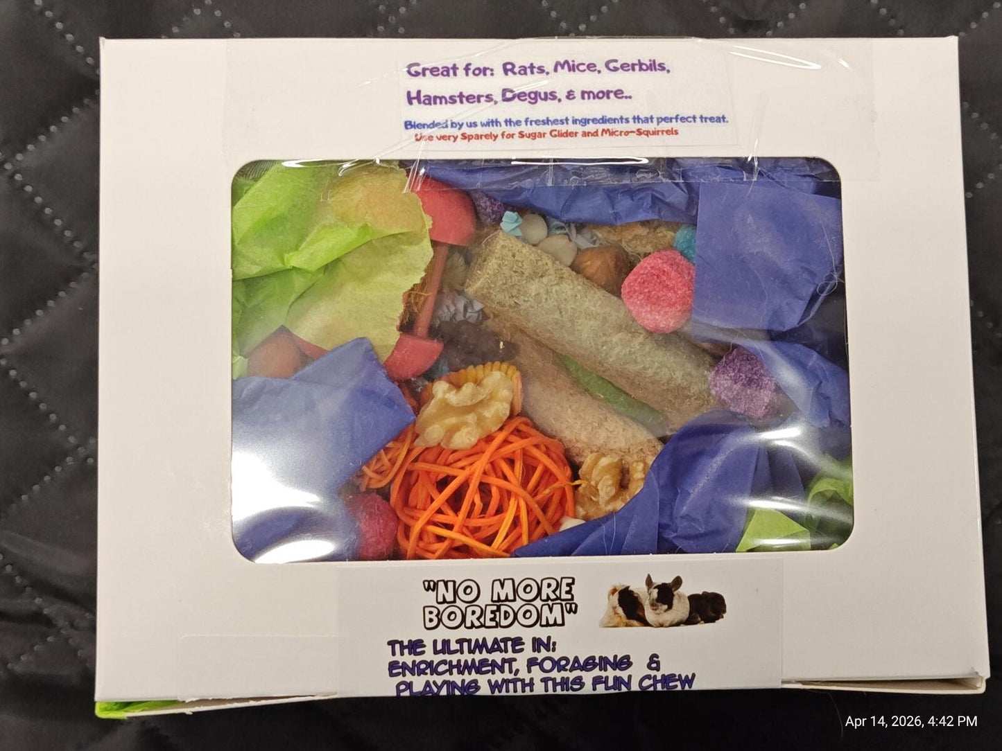 Play & Chew Rodent Fun  "No More Boredom" Box - Rats, Mice, Gerbils, Hamsters...