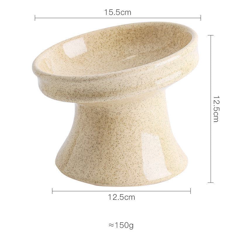 Cat Bowl Ceramic Shallow Mouth High Foot Anti Overturn Double