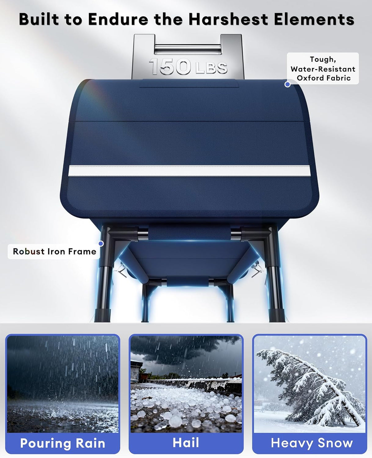Heated Outdoor Cat House with Thermostatic Pad, 5-Layer Insulation & Skylight (Large, Dark Blue)