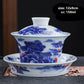 Luxurious 150ml Blue and White Porcelain Gaiwan – Handmade Tea Tureen