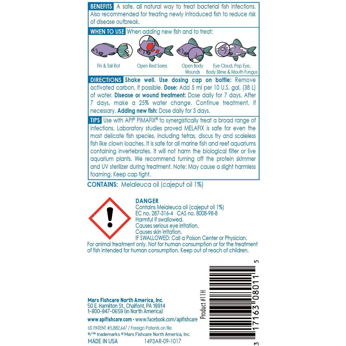 API Melafix Solución para el cuidado de peces de agua dulce – 8 oz – Cuidado del agua del acuario