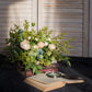 Artificial Flower Bouquet Greenery White Rose Bouquet 13" Tall