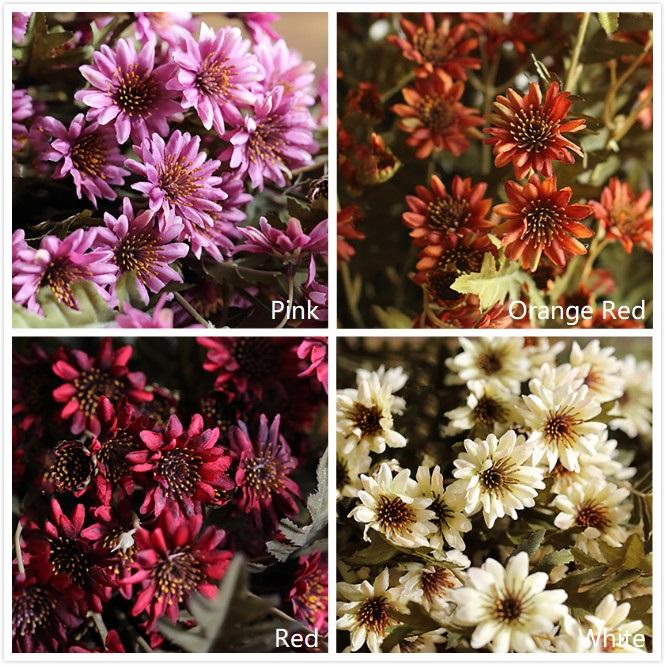 Faux Silk Artificial Flower Chrysanthemum Stem in Various Colors 34" Tall