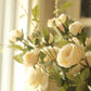 Artificial Flower Silk Rose Flower Bloom and Bud Stem in White 39" Tall